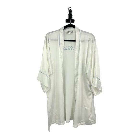 In Bloom by Jonquil Open Front White Satin Bride Robe Size Large NWOT - Picture 2 of 10